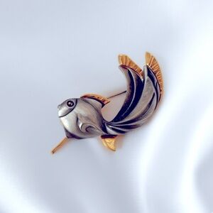 Vintage Moving Goldfish Brooch Signed FAF